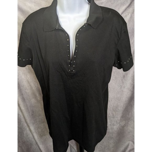 Ashlyn Kate Black Rhinestone Collared Shirt - Picture 8 of 10